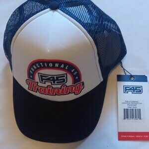 FUNCTIONAL 45, F45 TRAINING TRUCKER, OS ADJUSTABLE SNAPBACK HAT, BLUE,WHITE, NEW